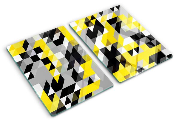 Edzett üveg vágódeszka Geometria sárga és fekete árnyalatokban