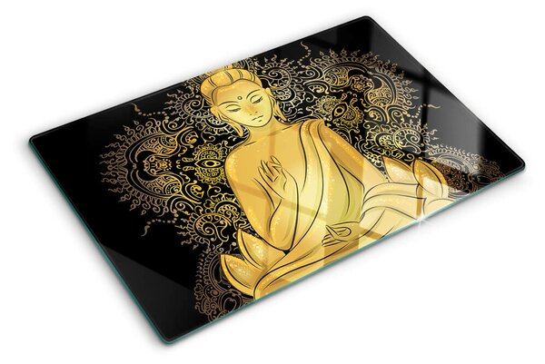 Üveg vágódeszka fényképpel Buddha meditációban
