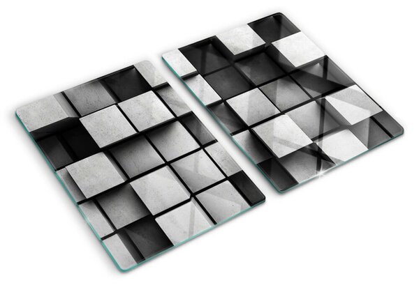 Edzett üveg vágódeszka Geometriai minták szürke árnyalatokban