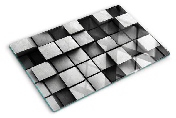 Edzett üveg vágódeszka Geometriai minták szürke árnyalatokban