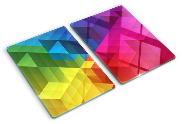 Edzett üveg vágódeszka Színes geometria háromszögekben