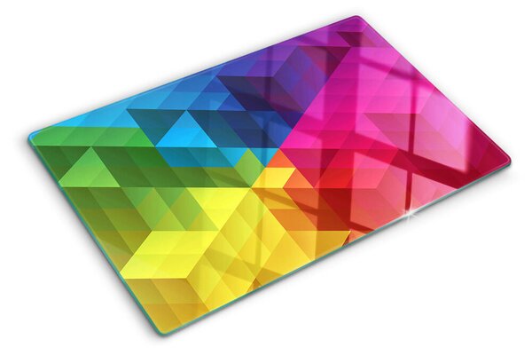 Edzett üveg vágódeszka Színes geometria háromszögekben