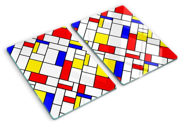 Edzett üveg vágódeszka Geometria Mondrian stílusban