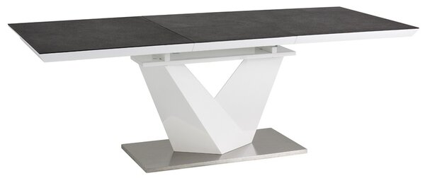 Asztal Alaras II fekete kő hatású / fehér lakkozott 120(180)X80