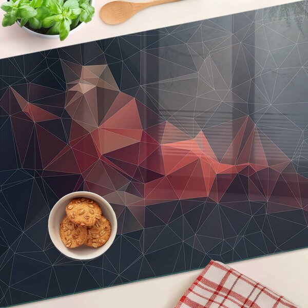 Üveg vágódeszka fényképpel Absztrakt geometria vörös árnyalatokban