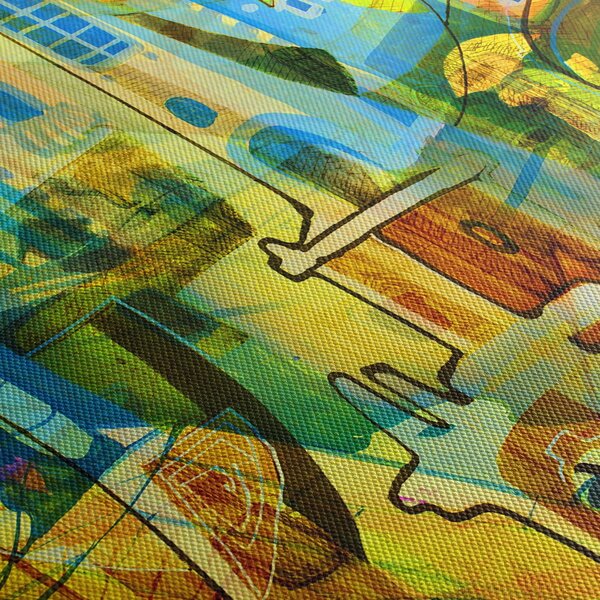 Kép - Építészet, kubista absztrakció (90x60 cm)