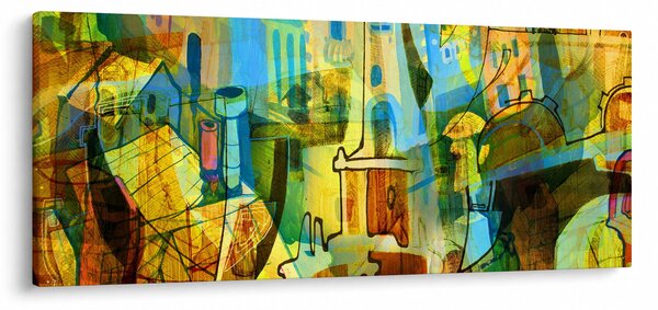 Kép - Építészet, kubista absztrakció (120x50 cm)