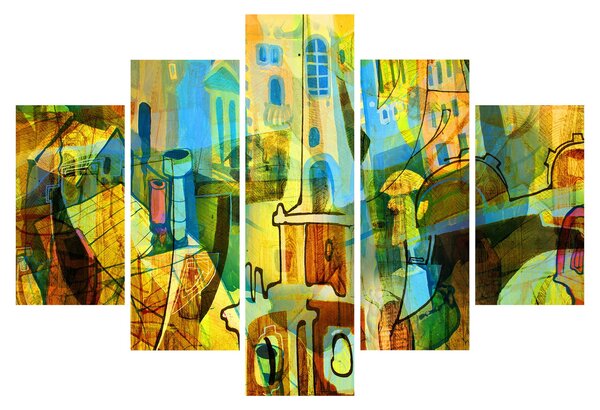 Kép - Építészet, kubista absztrakció (150x105 cm)