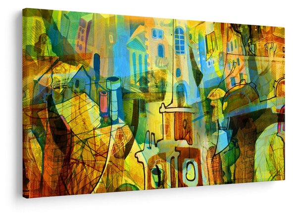 Kép - Építészet, kubista absztrakció (90x60 cm)