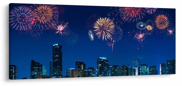 Kép - tűzijáték Miamiban (120x50 cm)
