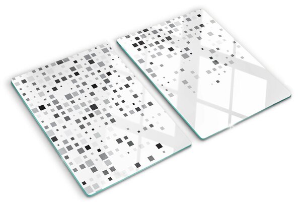 Edzett üveg vágódeszka Geometriai minták szürke árnyalatokban