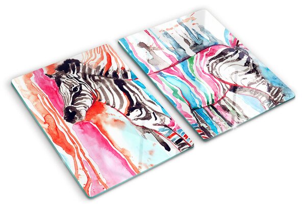 Üveg vágódeszka Zebra színes csíkokban