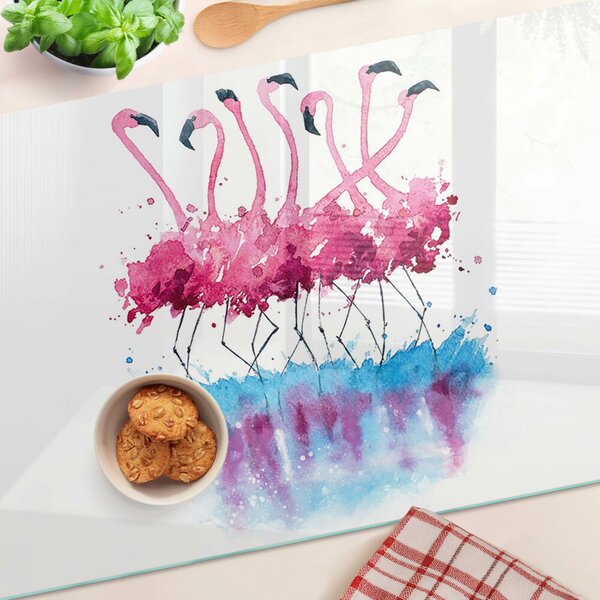 Üveg vágódeszka Flamingók akvarell stílusban