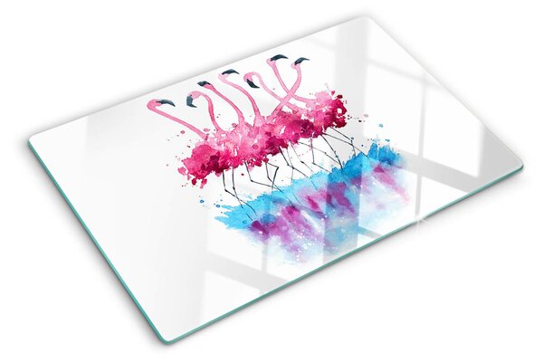 Üveg vágódeszka Flamingók akvarell stílusban