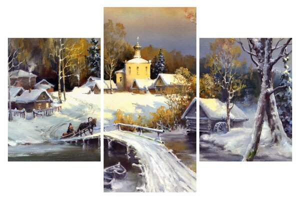 Kép - téli város (90x60 cm)