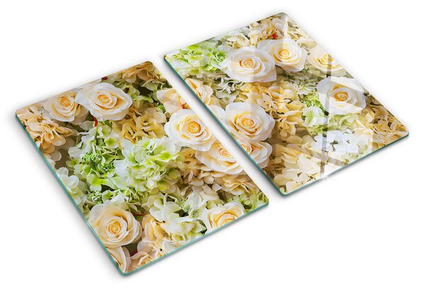 Üveg vágódeszka fényképpel Pasztell árnyalatú virágok