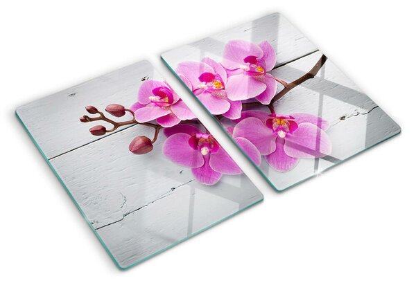 Üveg vágódeszka Orchideák fehér alapon