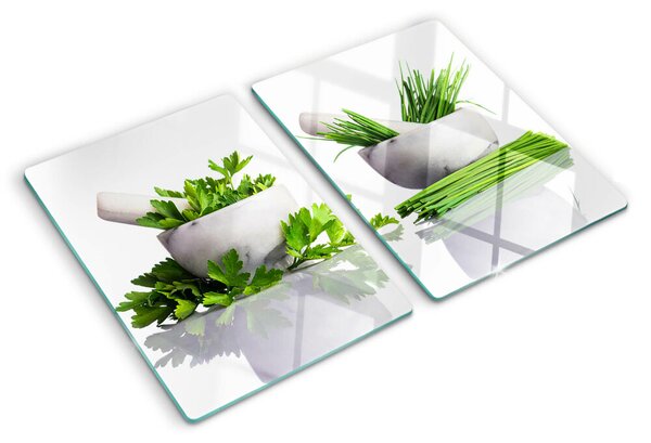 Üveg vágódeszka Cserépben lévő gyógynövények