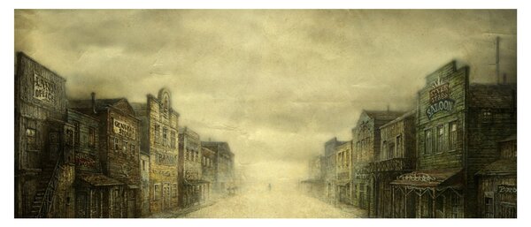 Egy nyugati város képe (120x50 cm)