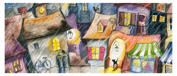 Kép - esős este (120x50 cm)