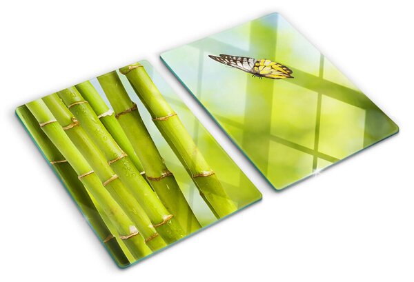Üveg vágódeszka Bambusz és pillangó design