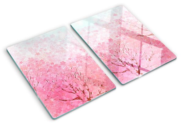 Edzett üveg vágódeszka Sakura virágmotívumok