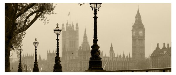 Kép - London a ködben, Anglia (120x50 cm)