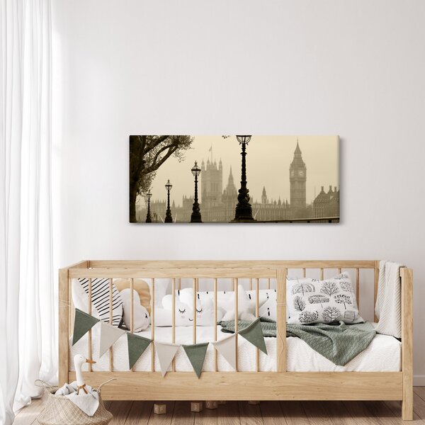 Kép - London a ködben, Anglia (120x50 cm)