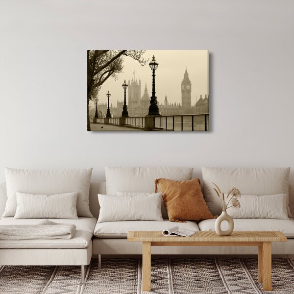 Kép - London a ködben, Anglia (90x60 cm)