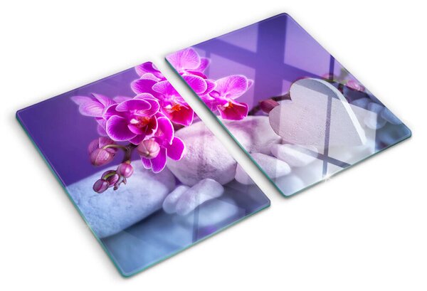 Üveg vágódeszka Orchideák köveken