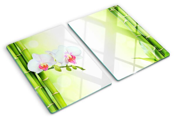 Edzett üveg vágódeszka Orchideák és bambusz