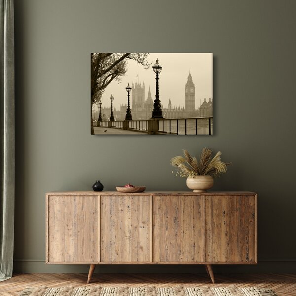 Kép - London a ködben, Anglia (90x60 cm)
