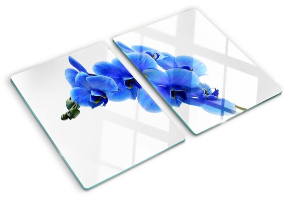 Edzett üveg vágódeszka Kék orchideák