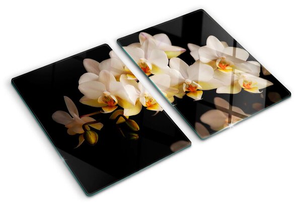 Edzett üveg vágódeszka Orchideák fekete háttéren