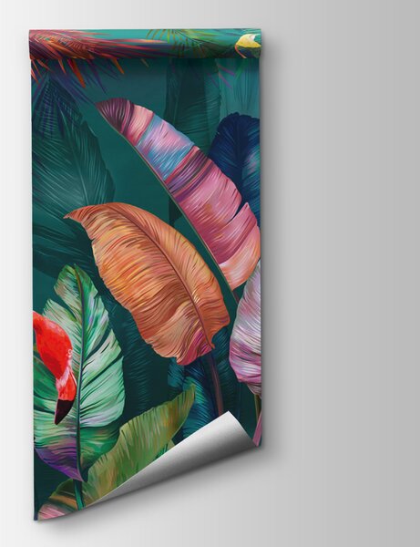 Fotótapéta Flamingók és színes levelek, 3D fotótapéta, Népszerű fotótapéta, u80403 - Tapeko.hu