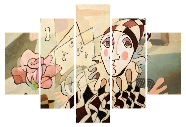 Kép - kubizmus -harlequin and rose (150x105 cm)