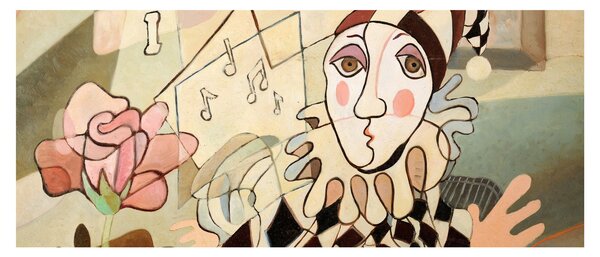 Kép - kubizmus -harlequin and rose (120x50 cm)