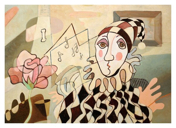 Kép - kubizmus -harlequin and rose (70x50 cm)