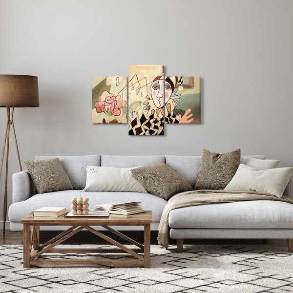 Kép - kubizmus -harlequin and rose (90x60 cm)