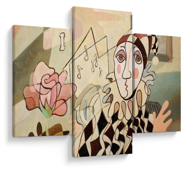 Kép - kubizmus -harlequin and rose (90x60 cm)