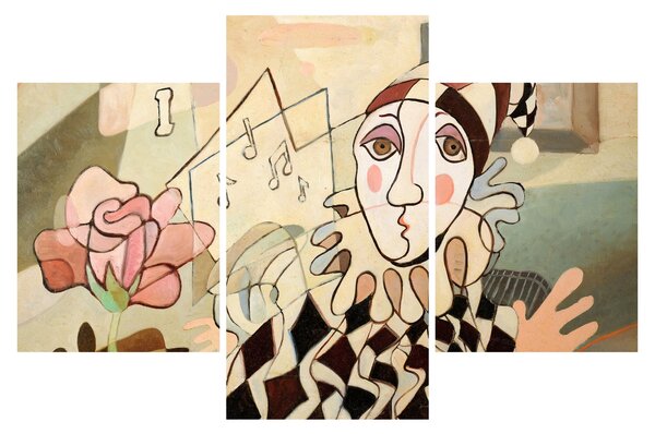 Kép - kubizmus -harlequin and rose (90x60 cm)