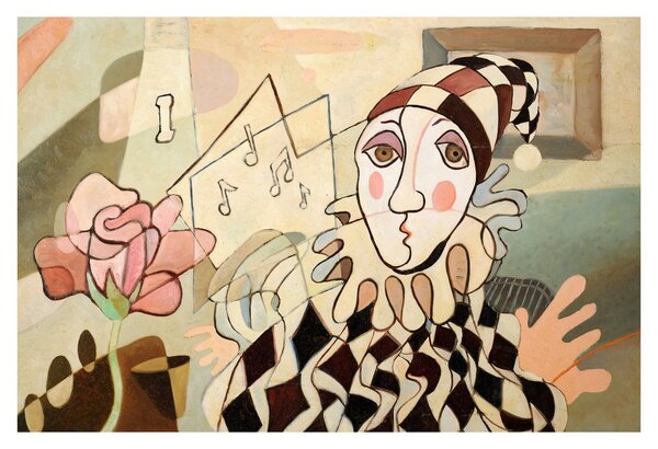 Kép - kubizmus -harlequin and rose (90x60 cm)