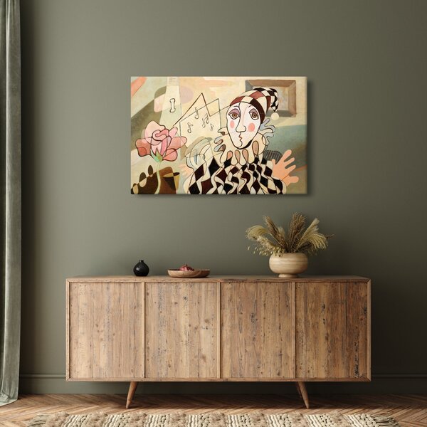 Kép - kubizmus -harlequin and rose (90x60 cm)