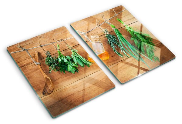 Üveg vágódeszka Fűszernövények a konyhában