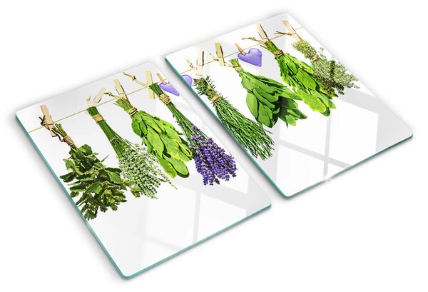 Edzett üveg vágódeszka Gyógynövények egy zsinóron