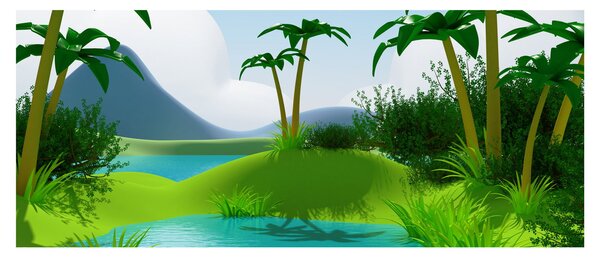Kép - tavak dzsungelben (120x50 cm)