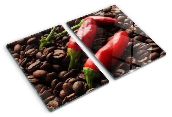 Edzett üveg vágódeszka Kávé és chili paprika