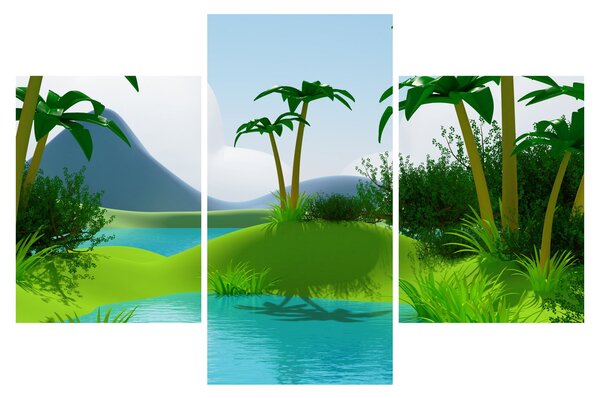 Kép - tavak dzsungelben (90x60 cm)