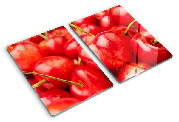 Üveg vágódeszka fényképpel Cseresznye piros alapon
