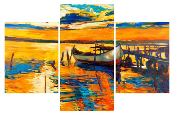Kép - Hajó naplementekor (90x60 cm)